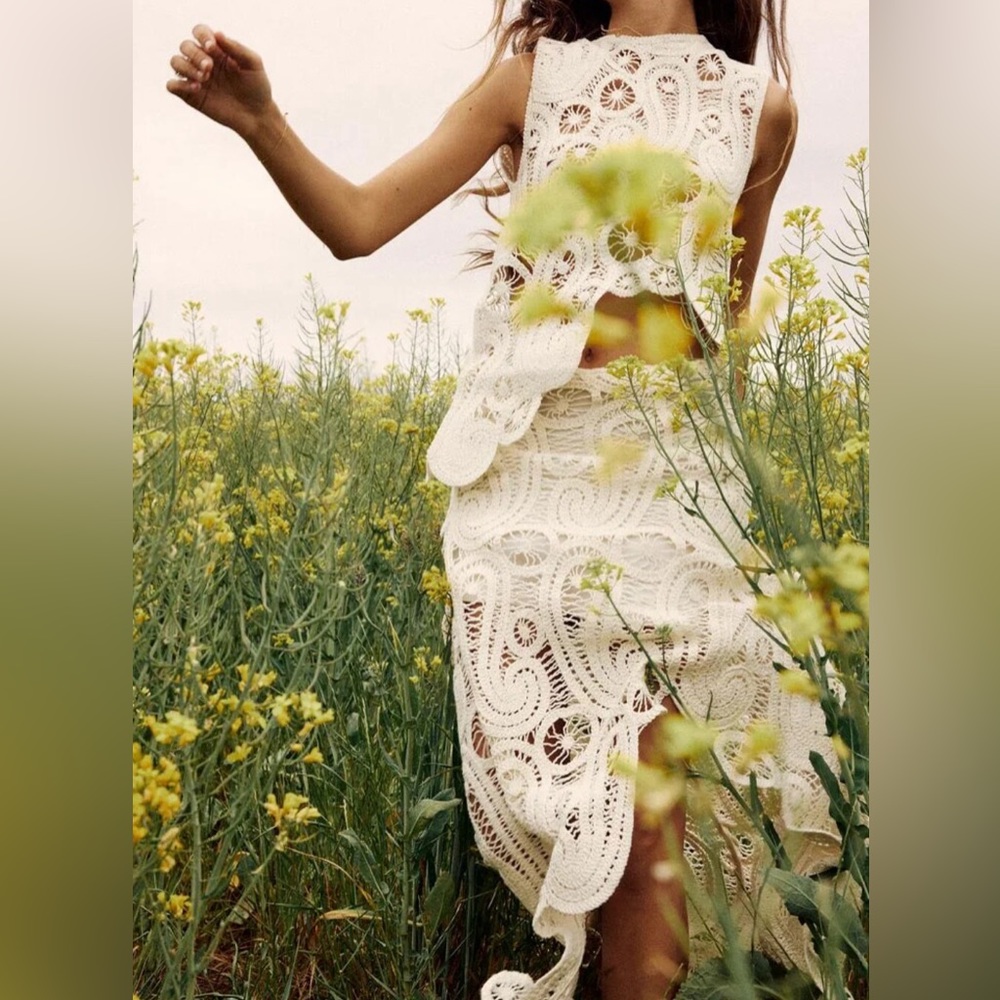 Zara Crochet Asymmetrical Set